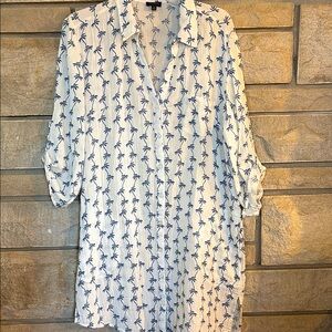 Talbots Palm Tree Print Shirt Dress